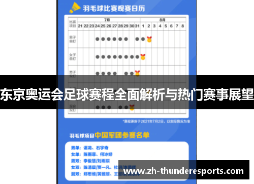 东京奥运会足球赛程全面解析与热门赛事展望 东京奥运会足球赛程全面解析与热门赛事展望